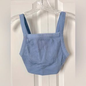 Aerie Bra Top | Blue | Size Small | Longline Mid Neck